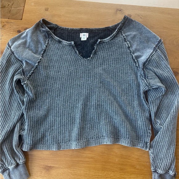 BDG Urban Outfitters Catskills Waffle Knit Thermal in Charcoal size small - Picture 3 of 6